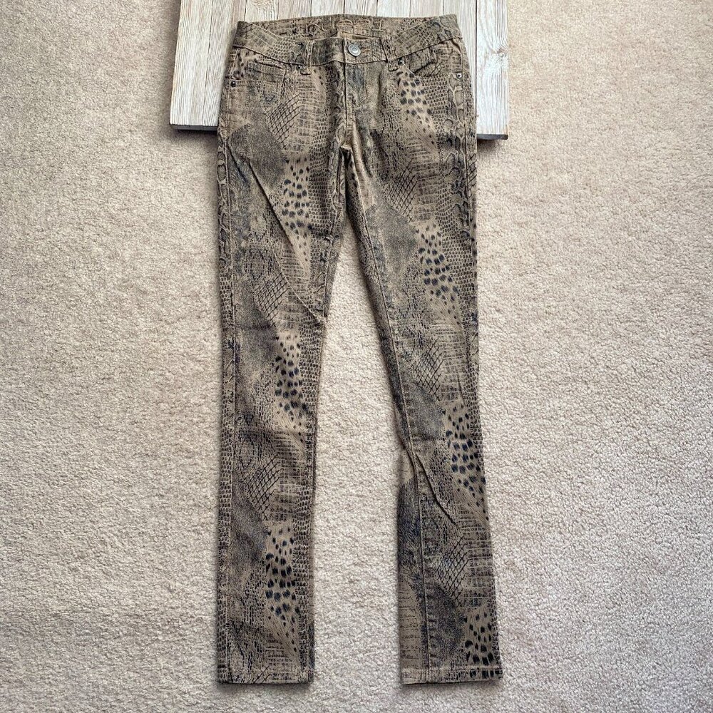 Rue21 Skinny Jeans Juniors 1/2 Mixed Animal Print Cheetah Leopard Snake Glitter